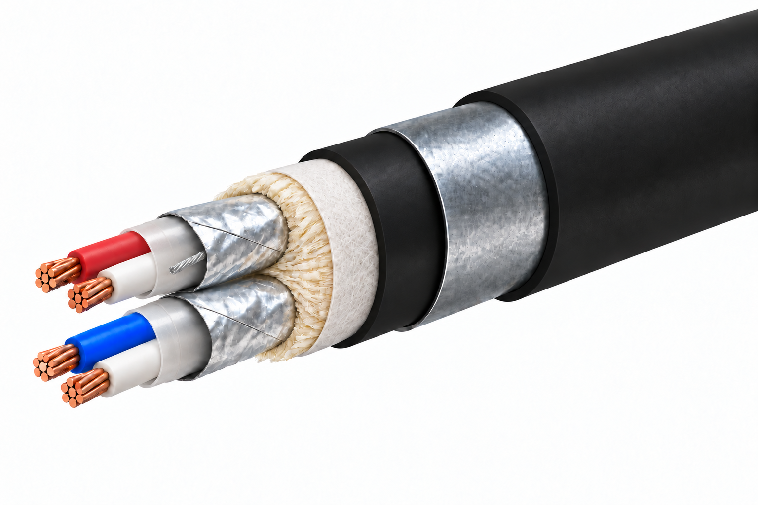 ChimeraX™ 2P×2.5mm² armored LSOH pilot cable cross-section