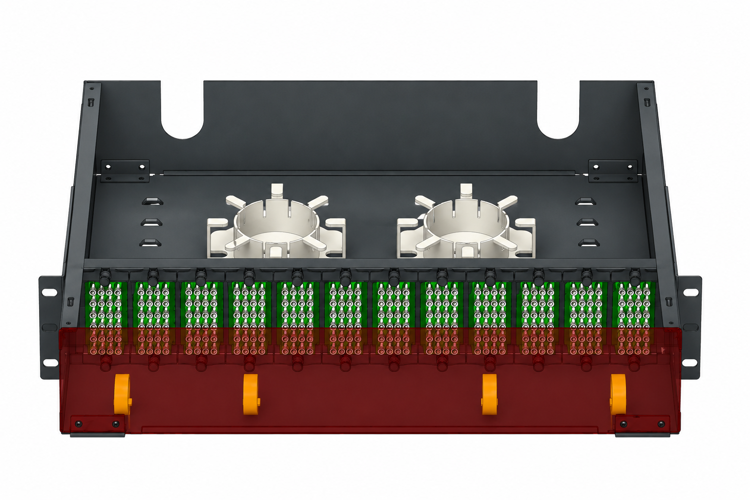 HydraX 2U 288F rack-mount patch panel Straight-on open fiber distribution enclosure