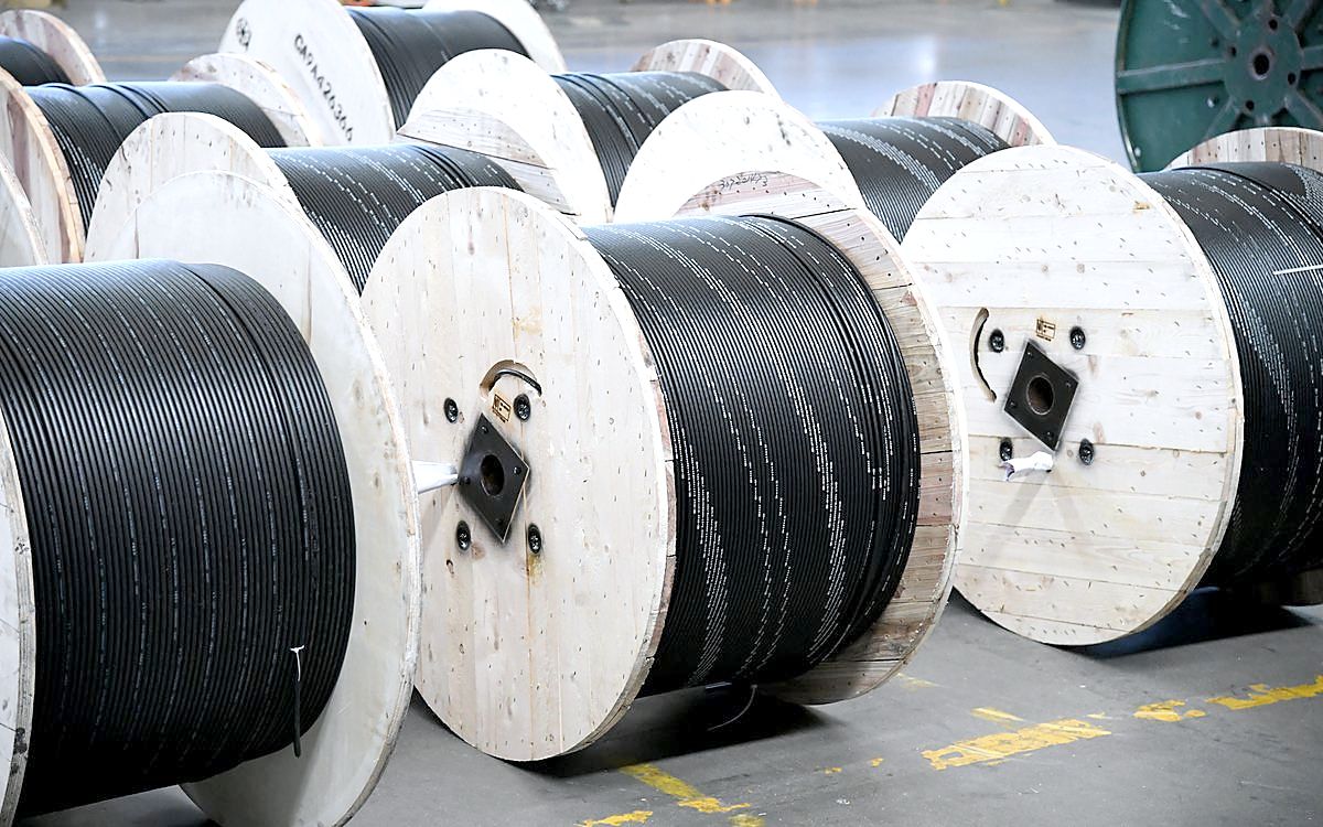 Hermesys fibre optic cable drums ready for a project delivery